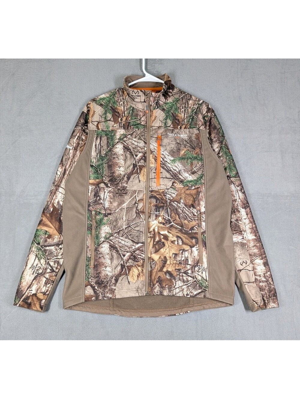 Field Stream Mens Medium Realtree Camo Soft Shell Hunting Jacket Full Zip EUC